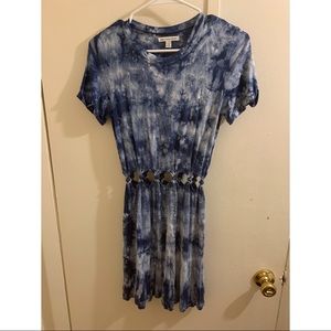 small blue tie dye waist cutout detail 🦅 dress